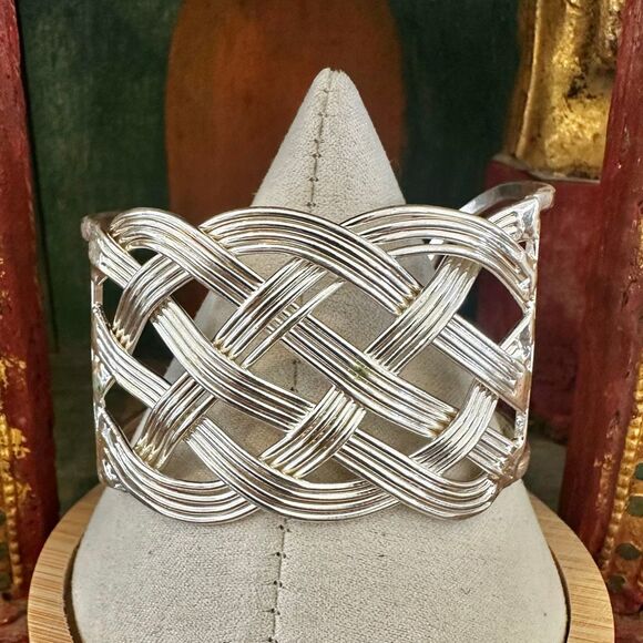 Silver-Tone Woven Cuff Bracelet - Picture 1 of 9